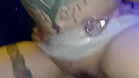 Horny petite girl fucked in men's bathroom at party.