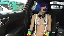 Clown Teen Sucks Big Cock Outdoor in POV Style
