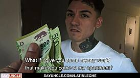 yo, watch this tattooed latino hunk top a big dick boy in a raw group session.