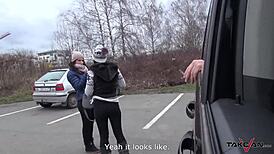 Sexy Brunette Convinced by Dude in Van to Fight and Stay After Hardcore Fuck