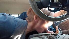 Road head action with black socks and intense blowjob skills on display.