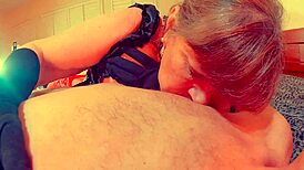 The goth granny amateur licks and sucks big cock deepthroat