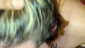 Blonde deepthroats and squirts intensely