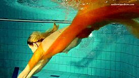 Nastya STRIPS her clothes and SHOWS her naked hot body in the POOL