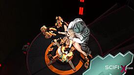 Can you believe this busty blonde's extreme sex with an android in the sci-fi lab?