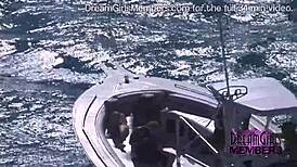 Naked parasailing adventure with three hot spring breakers, wow!