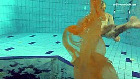 Nastya STRIPS her clothes and SHOWS her naked hot body in the POOL