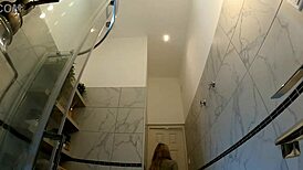 Hot New Sexy Blonde Wife Changes Panties In Bathroom