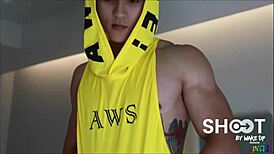 Passionate Asian Gay Hunk's Intense Shooting Moment