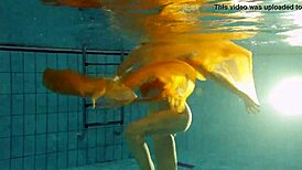 Nastya STRIPS her clothes and SHOWS her naked hot body in the POOL