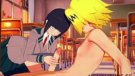 boku no hero hentai jiro kyoka blowjob boobjob in classroom