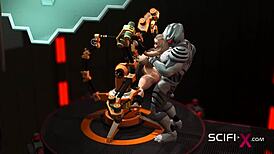 Can you believe this busty blonde's extreme sex with an android in the sci-fi lab?