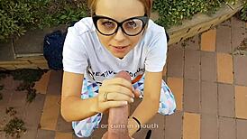 She sucks big cock and begs for cum