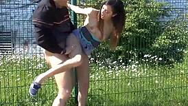 Teen Girl Lilly Lil in Homemade Scene at Roadside