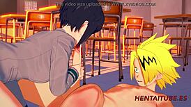 boku no hero hentai jiro kyoka blowjob boobjob in classroom