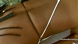 BUSTY BLACK BRITISH BABE MASTURBATES WITH FINGERING, SPREADS FOR ASSFUCKING IN SHOES