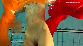 Nastya STRIPS her clothes and SHOWS her naked hot body in the POOL