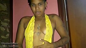 Busty teen flaunts natural tits piercing