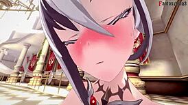 Arlecchino Naked in Ahegao 5 Genshin Impact Milf POV Fantasy on Sheer and Ptrn by Fantasyking3