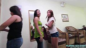 Hey, wanna watch curvy Asian friends share a hot threesome?