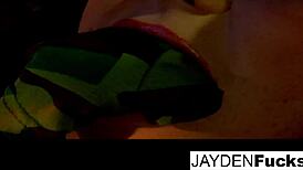 Jayden and natasha team up on a big cock with their tits and asses