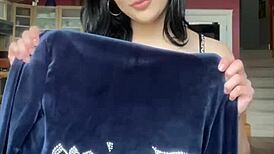 Pretty Brunette Canadian Babe Tries On Juicy Couture Velour Tracksuit