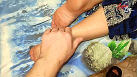 stepmom in bathrobe gets creampied after fingering in bedroom