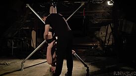 Naughty teen gets spanked and humiliated in tight bondage assfuck!