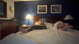 so, ended up sharing a bed with my milf stepmom, and her handjob skills got me