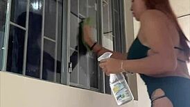 Angel Rosex Cleans House, Showing Off Her Big Ass and Tits