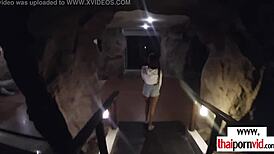 amateur thai teen 18+ performs handjob on big white dick