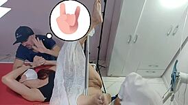 Husband takes wife to naughty gynecologist.