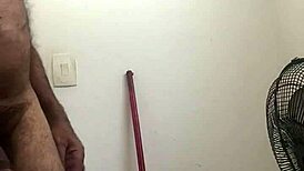 Cum drips from fingers touching my macro-penis in intense gay scene