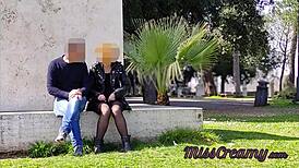 Blonde french amateur squirts publicly in park