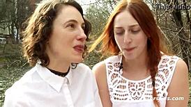 Amateur lesbians share double dildo in sex