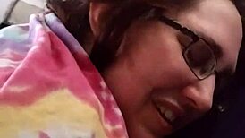 Husband Teases Tight Pussy and Ass of Nerdy Brunette Wife in Steamy Bedroom Play