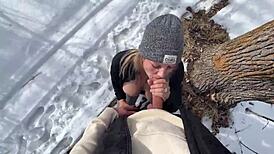 Big Tits Outdoor Blowjob Leading To Sex In Winter Park