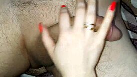 Amateur wife delays hubby’s orgasm with dirty talk. Jerking cock in BDSM play.