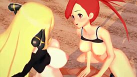 intense threesome with flannery and cynthia on beach