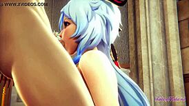 in genshin impact hentai, ganyu sucks and gets fucked in the church, leading to a creampie.