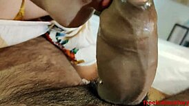 the indian girlfriend gives a hot blowjob, taking cum in her mouth while talking dirty in hindi, group fun.