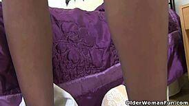 an older british woman enjoys nylon and pantyhose fun in part 388