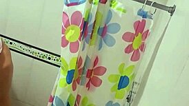 I'm spying on my best friend's hot Argentine wife in the shower, what a babe!