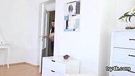 Sensual teen 18+ blows penis in pov before getting twat spread and shagged