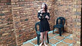 Smoking cigarette while shaking ass and peeing