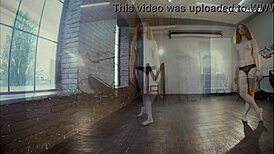 Rita Pervorazova flexes nude in gym