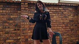 Smoking cigarette while shaking ass and peeing