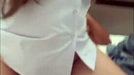 Thai college girl rides hard in selfie vid!