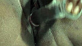 black whore solo fucking with dildo, big ass squirting orgasm