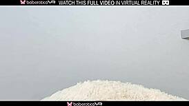 solo blonde babe rubs her clit in vr positions